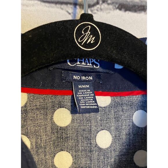 CHAPS Women's No Iron Sleeveless Button Front Blouse Navy Blue and White Size M - Picture 5 of 7